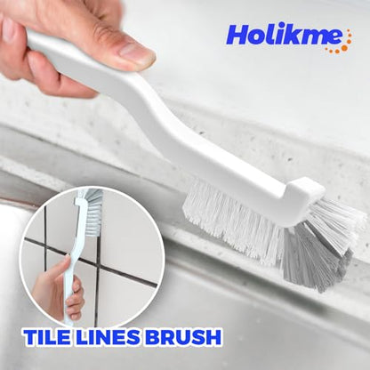 Holikme Cleaning Brush Set, Scouring Pad for Cleaning, Groove Gap Brushes for Pot, Pan, Kitchen Sink, Wire Brushes (Amarillo) - color: Amarillo