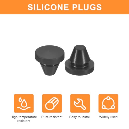 uxcell 25Pcs Silicone Plugs, Rubber Round Snap in Locking Hole Plugs for 6-7mm Hole, Hole Stoppers Waterproof Hole Plug for Metal Tube, Furniture End Caps Inserts, Black - size: 7-8mm
