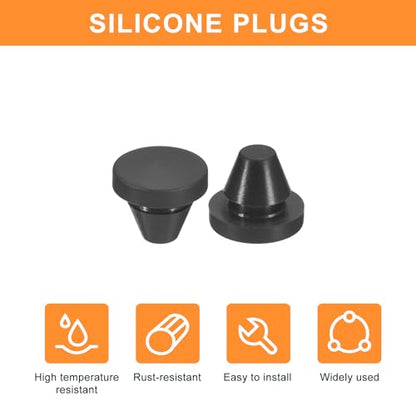 uxcell 25Pcs Silicone Plugs, Rubber Round Snap in Locking Hole Plugs for 6-7mm Hole, Hole Stoppers Waterproof Hole Plug for Metal Tube, Furniture End Caps Inserts, Black - size: 7-8mm