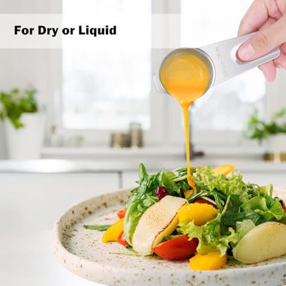 Measuring Cups, AMOHEE 7PCS Stainless Steel Measuring Cups with a Storage Bag for Cooking & Baking, Dishwasher Safe - size: 7PCS