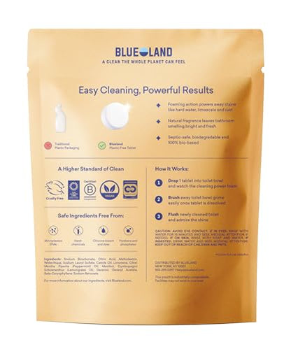 BLUELAND Toilet Bowl Cleaner Tablets, 14 Count (Pack of 1), Lemon Cedar, Plastic-Free, No Harsh Chemicals, Plant-Based, Septic-Safe, Removes Lime, Rust, Hard Water and Toilet Ring Stains - size: 14 Count (Pack of 1)