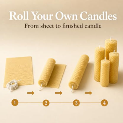 Stakich Candle Making Pure Beeswax Kit, 50 Full Size Sheets - 8 1/8 Inch x 16 3/4 Inch - Comes with Wicking and Instructions - size: 50 Sheets