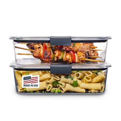 Rubbermaid Brilliance BPA-Free Food Storage Containers with Lids, Airtight Clear Set of 2 (9.6 Cup), Ideal for Lunch, Meal Prep, and Leftovers - size: 9.6 cup (4-Piece)