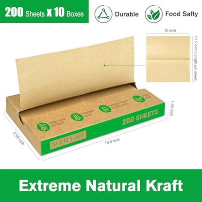 EcoDispose 2000 Count 10" x 10-1/2" Precut Pop Up Deli Paper Sheets, Interfolded Heavy Duty Oil-Resistant Kraft Paper for Bakery, Food Wrap, Serving, Oven, Air Fryer & Microwave - color: Kraft, size: 10"x10.5"inch