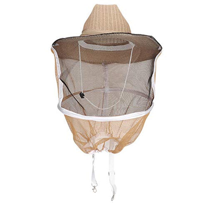 Beekeeping Cowboy Hat, Beekeeping Hat with Veil Bee Veil Hat with Visibility Veil Profional Beekeeper Hat Beekeeping Gear High lengthy Elastic Shoulder Strap