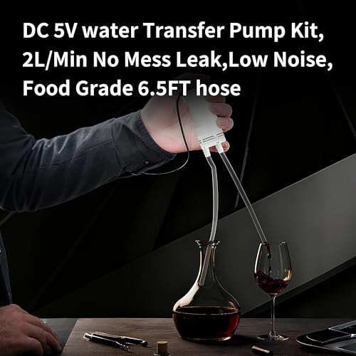 USB Electric Auto-Siphon Self-Priming Pump– Compatible with Most Home Brew Systems, Food Grade 5V Portable Transfer Pump with 6.5FT Hose, 2L/min Low Noise, Wine, Kombucha & Beverages