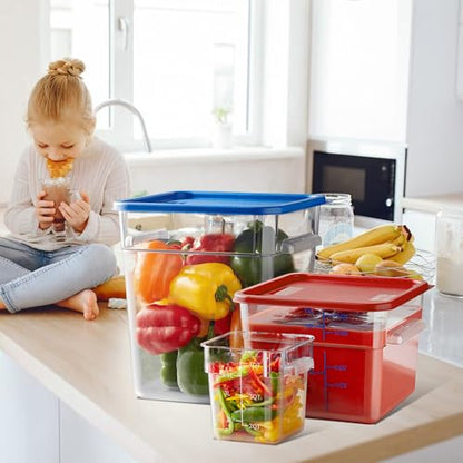 4 Pack 18QT Square Food Storage Containers with Lids | Clear NSF polycarbonate containers with scale, label and measuring cup, stackable for prep, storage, freezer. Dishwasher safe - color: 18Qt