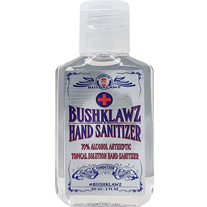 BushKlawz Hand Sanitizer with Alcohol 2oz Travel Size 70% Alcohol No Rinse Instant Clean with No Water Needed 24 Bottles (24x Retail Bulk Pack)