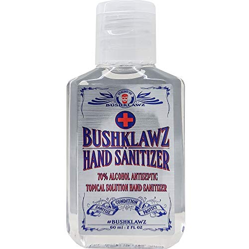 BushKlawz 2oz Hand Sanitizer Gel Travel Size 70% Alcohol No Rinse Instant Clean with no Water 24 Bottles Retail Bulk Multi-Pack Refillable Bottles