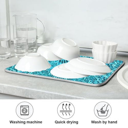 Super Absorbent Dish Drying Mat Microfiber Fast-Drying Dish Mat 16" x 18" Kitchen Dish Drying Pad Mandala Turquoise Teal Blue Green - color: Mandala Turquoise Teal Blue Green, size: 16" x 18"