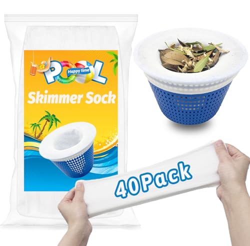 40-Pack Pool Skimmer Socks, Ultra Fine Mesh for Hair, Debris and Leaves | 40-Pack Value Set, Protects Pump & Filter, Fits Most Skimmer Baskets, Reusable Nylon Mesh, For Inground & Above-Ground Pools - size: 40 Pack