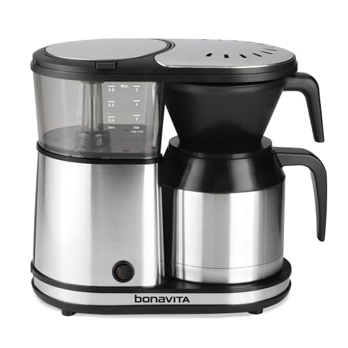 Bonavita 5 Cup Drip Coffee Maker Machine, One-Touch Pour Over, Auto Pause Brewing with Stainless Steel Double Wall Thermal Carafe, SCA Certified, Dishwasher Safe, BV1500TS - color: Black, Silver