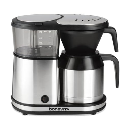 Bonavita 5 Cup Drip Coffee Maker Machine, One-Touch Pour Over, Auto Pause Brewing with Stainless Steel Double Wall Thermal Carafe, SCA Certified, Dishwasher Safe, BV1500TS - color: Black, Silver