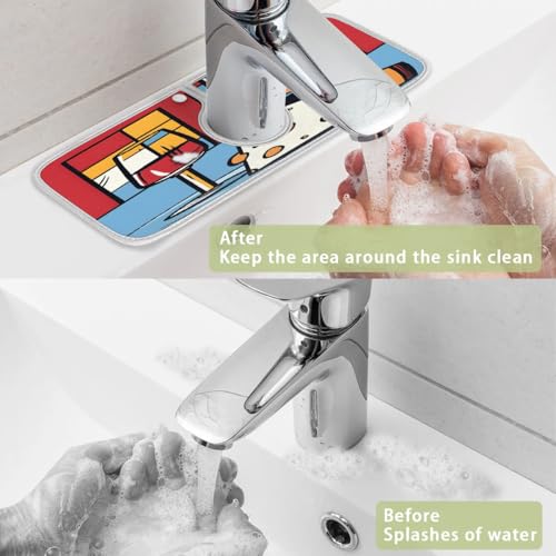 Wine Cheese Faucet Mat for Kitchen Sink Super Absorbent Faucet Splash Guard Fast Drying Faucet Mat Sink Mat for Kitchen Bathroom 15x5.4"