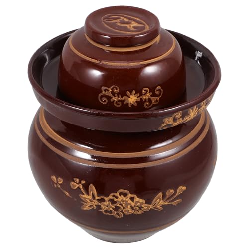Thickened Ceramic Pickle Jar 5.5 Jin Traditional Kimchi Fermenting Crock Food Storage Container with Sealed Lid for Vegetable Pickling and Sauerkraut Random Color