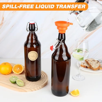 Amber Swing Top Glass Bottles 32 oz, 4 Pack Flip Top Bottles with Airtight Stopper for Home Brewing, Kombucha, Beer, Kefir, Beverages