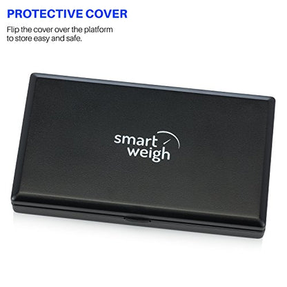 Smart Weigh Digital Pocket Scale – 1000g x 0.1g Precision – Ideal for Jewelry, Food, Herbs, and Medicine – Stainless Steel Platform with Protective Cover – Black (Battery Included) - size: 1000g / 0.1g