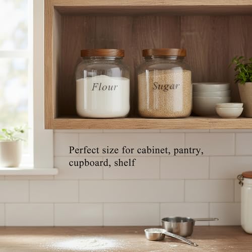Set of 2 Cookie Jars with Airtight Lid, 1/2 Gallon Glass Jars with Acacia Wooden Lid, 64 oz Wide Mouth Mason Jar for Coffee, Sugar, Candy, Pasta, Oats - size: Small