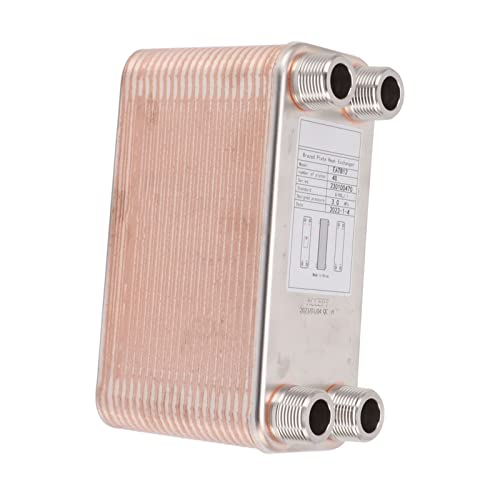 40 Plates Wort Chiller, Stainless Steel Brazed Plate Heat Exchanger with Copper for Beer, Water Hydronic Heating, Snow Melting, Thread Plate Chiller Liquid Accelerated Cooler