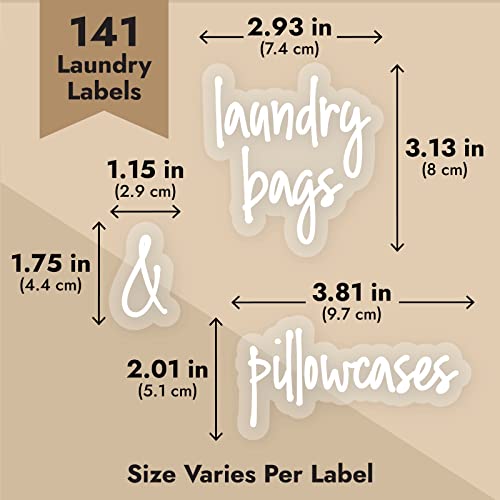 Talented Kitchen Laundry Room Organization Labels - 141 Preprinted White Script Clear Vinyl, Water-Resistant - Sticker Labels for Jars & Food Containers - Pantry, Bathroom & Linen Closet - color: White Text on Clear Label