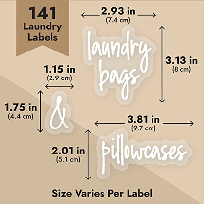 Talented Kitchen Laundry Room Organization Labels - 141 Preprinted White Script Clear Vinyl, Water-Resistant - Sticker Labels for Jars & Food Containers - Pantry, Bathroom & Linen Closet - color: White Text on Clear Label