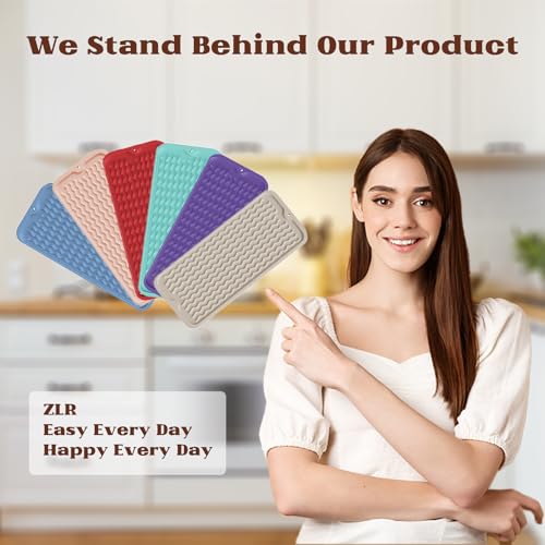 ZLR 2 Pcs Small Dish Drying Mat (6" x 17" / 153 x 433mm) - Narrow Silicone Drainer for Kitchen Counter, Apartment & RV - Compact Sponge Holder & Sink Caddy Tray, Non-Slip Food-Grade (Dark Gray) - color: Dark Gray, size: 17" x 6"