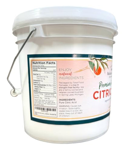 Relative Foods Citric Acid Powder Food Grade – 8 lb – Pure Citric Acid for Cooking, Canning, and DIY Applications – Non-GMO, Gluten-Free, No Additives – Plastic Pail - size: 8 lb