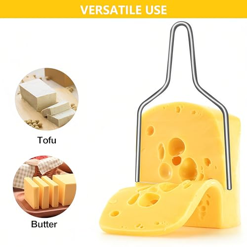Heavy-Duty Cheese Slicer - Stainless Steel Wire Cutter for Butter, Tofu & Kitchen，Easy Clean
