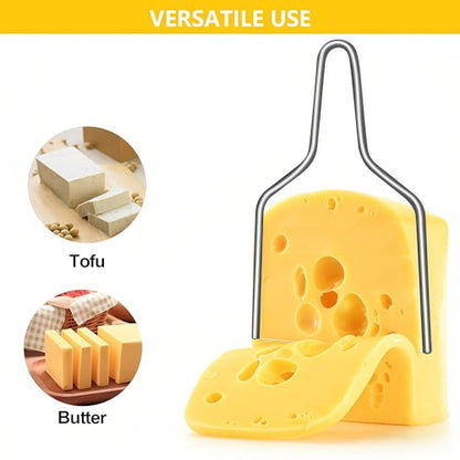 Heavy-Duty Cheese Slicer - Stainless Steel Wire Cutter for Butter, Tofu & Kitchen，Easy Clean