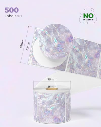 MUNBYN 2 Inch Round Shell Texture Thermal Labels, Direct Waterproof Circle Thermal Sticker Labels for Small Business, 500 Sheets/Roll (Purple) - color: Purple, size: 2"