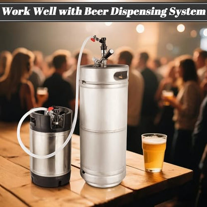 2 PCS Ball Lock Keg Fittings Beer Corny Keg Liquid Connectors with Stainless Steel 1/4" Liquid Barb and MFL Thread Swivel Nuts for Homebrew with 2 Hose Clamps