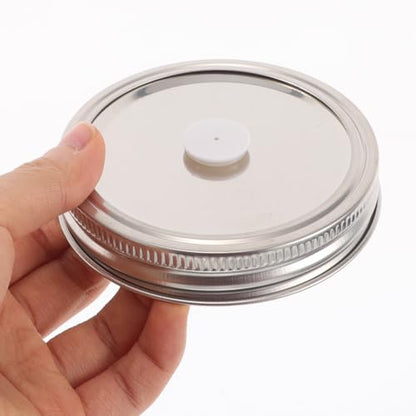 VOSAREA 2pcs 70mm Regular Mouth Mason Jar Vacuum Sealer Lids Set Food Grade Stainless Steel Airtight Preservation Caps for Canning and Food Storage