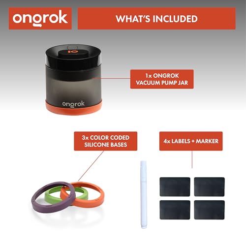ONGROK Glass Storage Jar with Vacuum Pump Technology, Air Proof Containers to Preserve Smell and Aroma (400ml (1oz)) - size: 400ml (1oz)