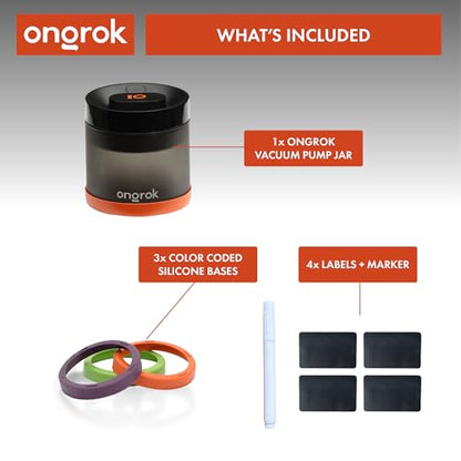 ONGROK Glass Storage Jar with Vacuum Pump Technology, Air Proof Containers to Preserve Smell and Aroma (400ml (1oz)) - size: 400ml (1oz)