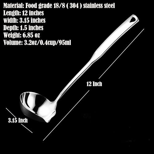 Kitchen Luminous Soup Ladle with Pour Spout,Premium 18/8 Stainless Steel,12-Inch Heavy Duty Punch Ladle for Serving,Cooking,Canning,Sauces,Gravy,Stews