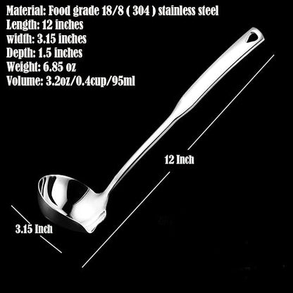 Kitchen Luminous Soup Ladle with Pour Spout,Premium 18/8 Stainless Steel,12-Inch Heavy Duty Punch Ladle for Serving,Cooking,Canning,Sauces,Gravy,Stews