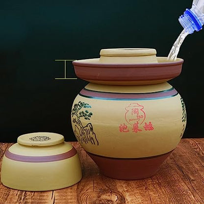 Traditional Chinese Pickle Jar Ceramic Jar with Lid, Fermentation Kit Crock with Water Seal Airlock Lid, Fermentation Jar for Pickles, Kimchi, Sauerkraut,Paocai Jar 6.5Kg - size: 6.5Kg
