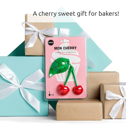 OTOTO Measuring Cups Set - Teaspoons for Dry & Liquid Ingredients, BPA-free & Dishwasher Safe, Funny Gifts, Baking Accessories, Unique Kitchen Gadgets (Mon Cherry) - style: Mon Cherry
