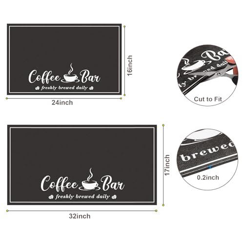 CooRug Absorbent Coffee Mat, Fashion Dish Drying Mat for Kitchen Counter Coffee Bar Accessories Espresso Machine Dish Rack 17" x 32" Black - size: 17" x 32"