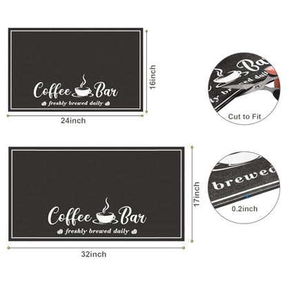 CooRug Absorbent Coffee Mat, Fashion Dish Drying Mat for Kitchen Counter Coffee Bar Accessories Espresso Machine Dish Rack 17" x 32" Black - size: 17" x 32"