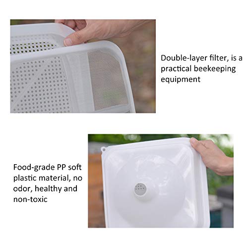 Double - Layer Honey Strainer Filter Sieve, Beekeeping Tools, Food Grade PP Plastic Honey Filter with Coarse and Fine Mesh for Pure Honey Extraction, Easy to Clean and Durable