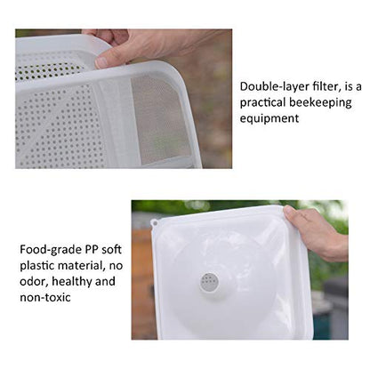 Double - Layer Honey Strainer Filter Sieve, Beekeeping Tools, Food Grade PP Plastic Honey Filter with Coarse and Fine Mesh for Pure Honey Extraction, Easy to Clean and Durable