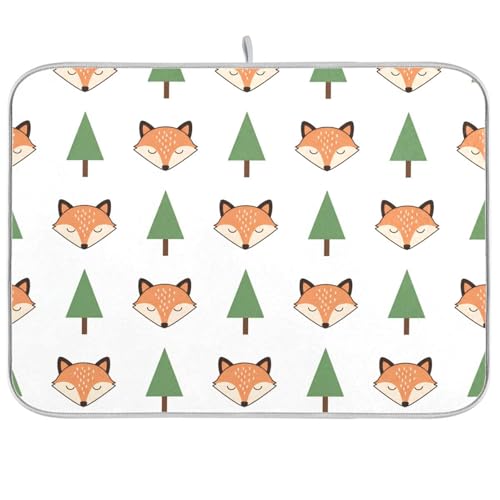 Fox Tree White Dish Drying Mat for Kitchen Counter Super Absorbent Draining Mat with Non-slip Backed Dish Rack Pad for Draining Racks Countertops Sinks Dish Bottles Cups Bowl
