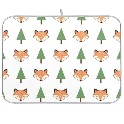 Fox Tree White Dish Drying Mat for Kitchen Counter Super Absorbent Draining Mat with Non-slip Backed Dish Rack Pad for Draining Racks Countertops Sinks Dish Bottles Cups Bowl