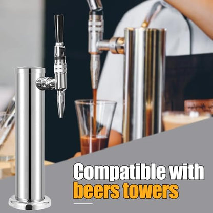 Ferroday Stout Beer Coffee Faucet, All 304 Stainless Steel Nitrogen Coffee Faucet, Homebrew Nitrogen Beer Keg Tap Stout Tap Kegerator Tap with Creamy Plate, Restrictor disc, Plastic Beer Tap Handle