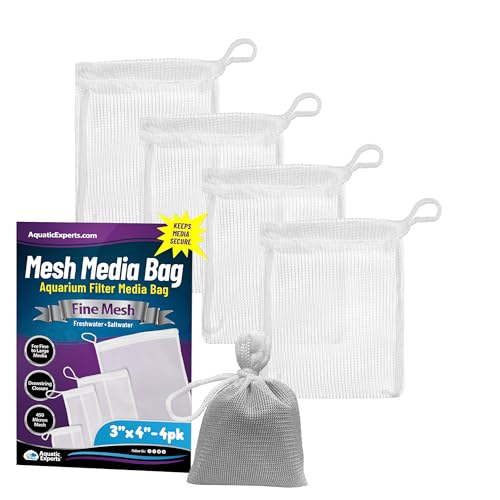 Aquatic Experts Fine Aquarium Media Bag, Durable Drawstring Bags for Fish Tank Filters, 450 Micron Mesh, (Fine, 3"x 4" - 4 Pack) - size: 3” x 4” – 4 pack