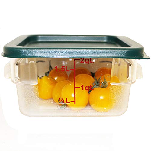 Tiger Chef 2 Quart Commercial Grade Clear Food Storage Square Polycarbonate Containers With Green Lids - style: 2 Quart