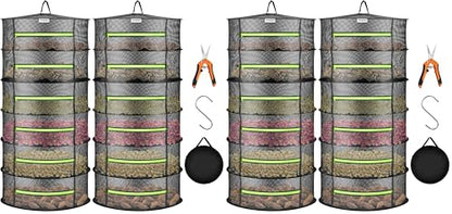 VIVOSUN 4-Pack 6-Layer Mesh Drying Rack Hanging Design with Green Zippers for Dehydrating, Indoor and Outdoor (Pruning Shears Included) - size: 6 Layer (Pack of 2), style: 2 Pack