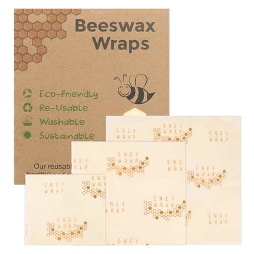 Reusable Beeswax Wrap 3 Pack (S, M, L) Beeswax Wraps for Food - Organic, Sustainable, Zero Waste, Plastic-Free Food Storage Wrap, Eco-Friendly Alternative to Aluminum Foil and Plastic Wrap