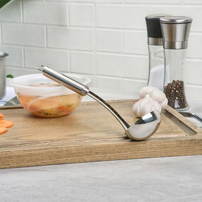 Restaurantware Stainless Steel Sauce Ladle - German Standard Gravy Ladle with Ergonomic Handle, Dishwasher Safe - Small Ladle For Serving Soups, Dressings, Sauces - style: Steel Sauce Ladle